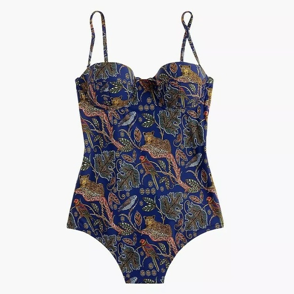 NWT J.Crew Sz 4 Underwire Swimsuit Leopard Jungle - Picture 2 of 8